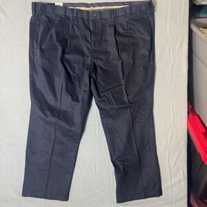 Dockers Big Tall Classic Fit Pleated Lux Cotton Stretch Khaki Pants 50x29 Navy